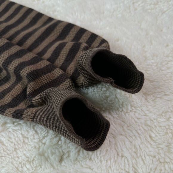 All Saints Men Brown Striped Cotton Crewneck Knit Sweater - Picture 7 of 11